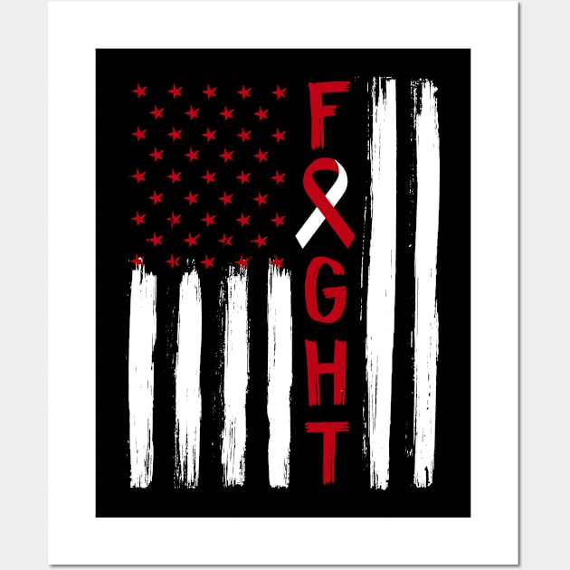 Fight Head and Neck Cancer Awareness Vintage Usa Flag Gift Wall Art by followthesoul